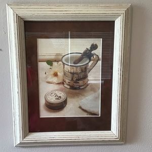 Nice vintage painting of an Mustache mug and wax.